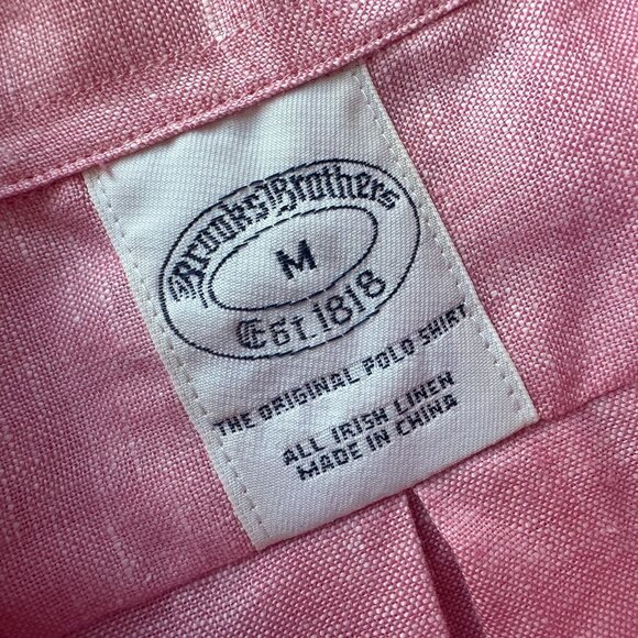 Brooks Brothers Mens Medium Shirt The Original Polo Shirt Irish Linen Pink - Picture 5 of 6